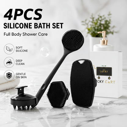 4PCS Silicone Bath Set with White Lucky Cart Box