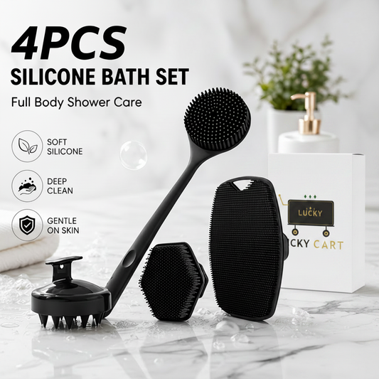 4PCS Silicone Bath Set with White Lucky Cart Box