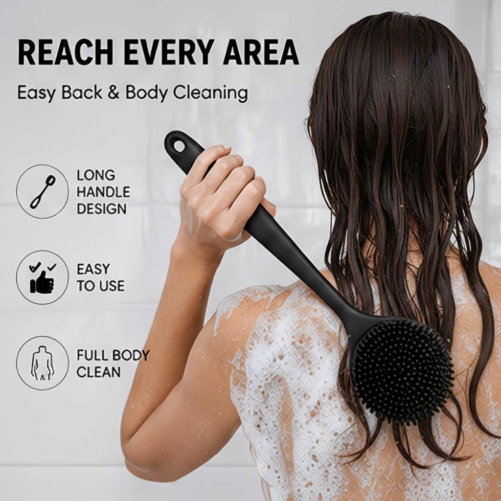 Black Silicone Back Scrubber Lifestyle