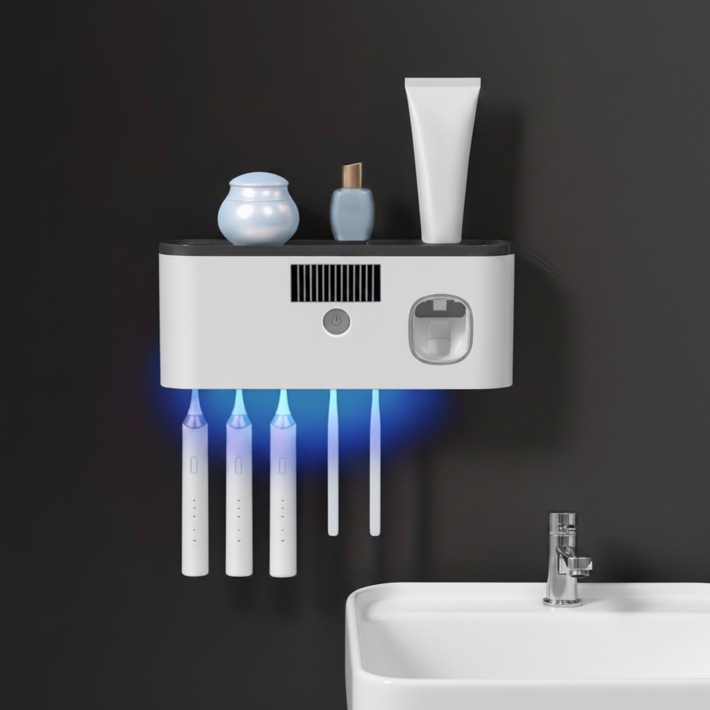 Sanitizer with shelf items square